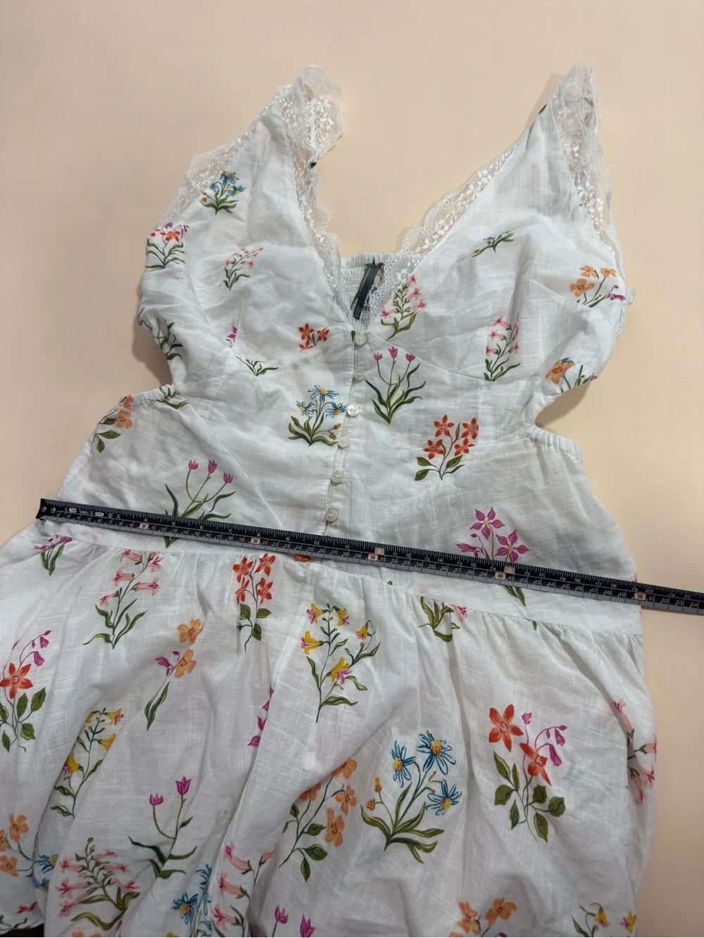 Anthropologie Floral Embroidered Lace Trim Midi Dress Cottagecore Size L Coastal - Picture 11 of 12